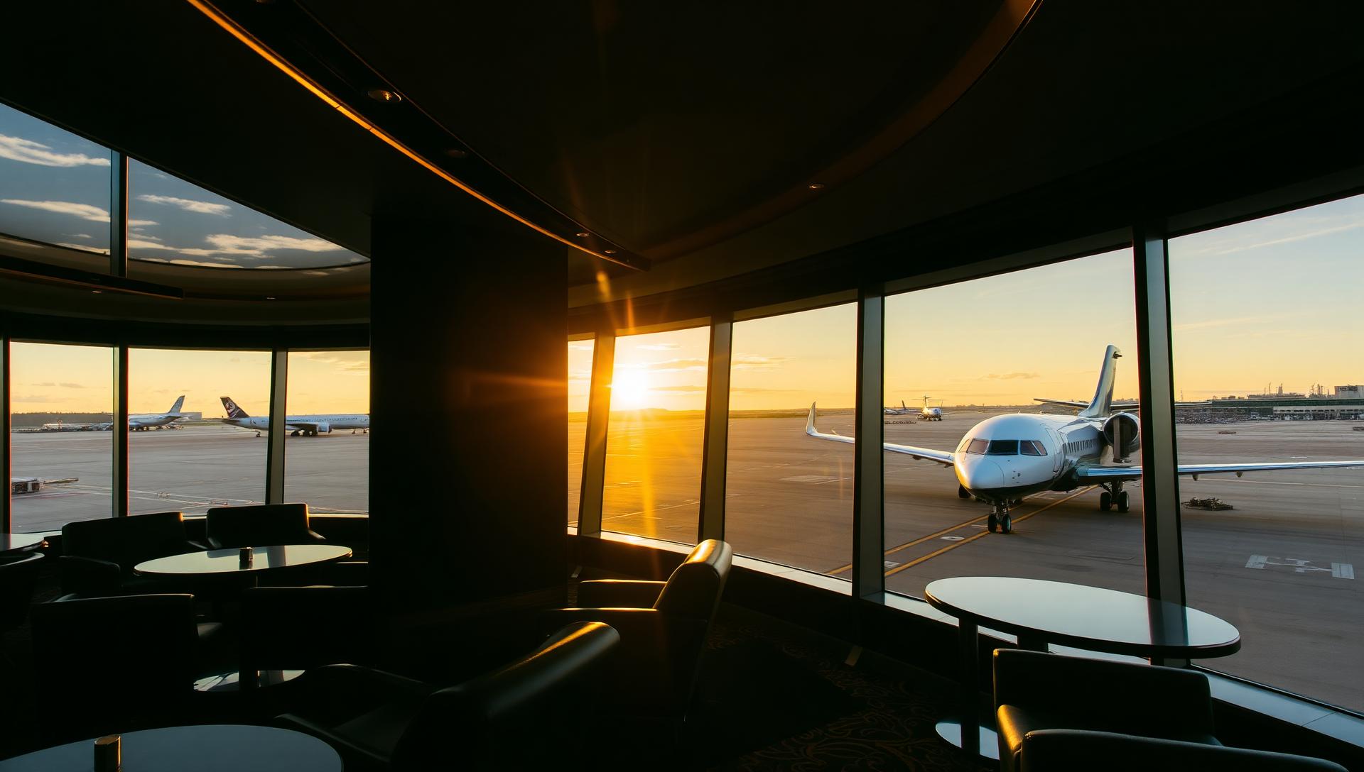 Airport lounge with aircraft view